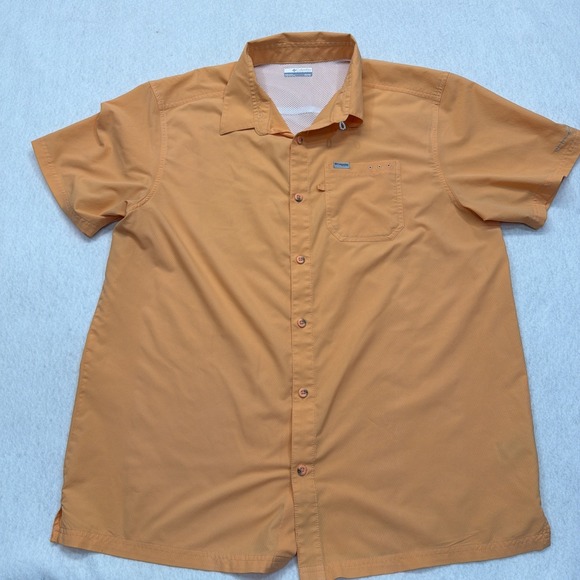Columbia Other - Columbia PFG Outdoor Vented Omni Shade Button Up Shirt Pockets Orange Mens XL